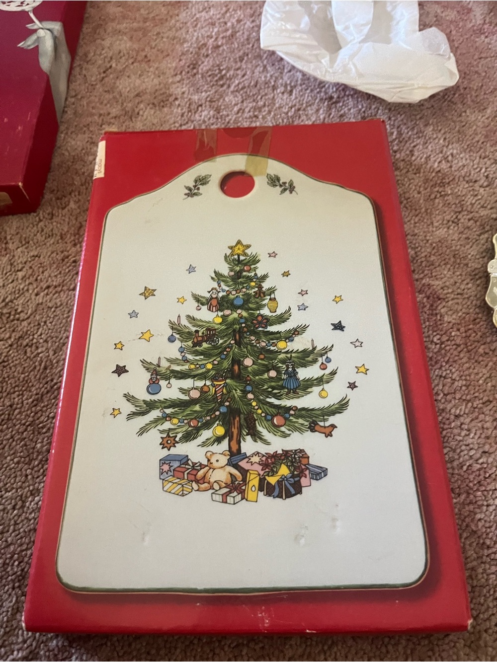 Holiday Christmas Tree Decorative Serving Board - Red & White
